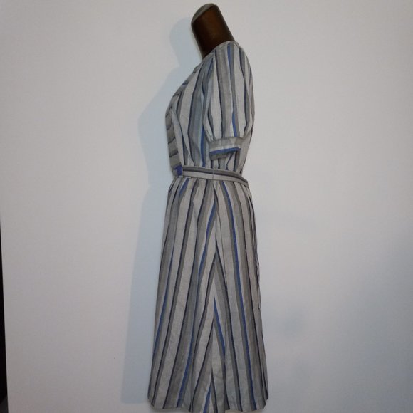 short-sleeve pinafore crew-neck dress, vintage late 1970s-1980s, made in Canada - Picture 5 of 16